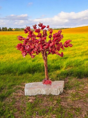 Feyza Design Doğal Mercan Taşlı Hayat Ağacı Dekoratif Takı ve Süsleme Parçası