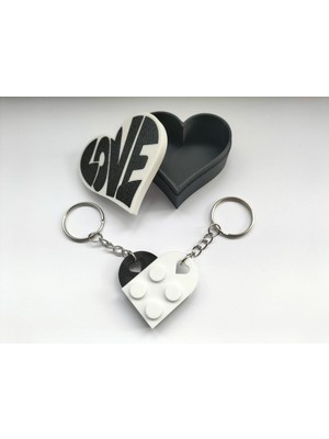 Bi'heykel Siyah Beyaz Taraftar Çift Anahtarlık Seti – Kalpli Özel Kutu