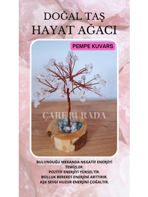 Feyza Design Pembe Kuvars Hayat Ağacı, Doğal Taşlı Şifa ve Pozitif Enerji Takı