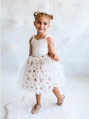 ministok Strawberry Sırt Detaylı Kız Çocuk Elbise