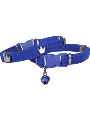 Kadife Kedi Boyun Tasması King 20-32 cm Mavi