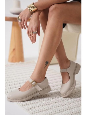 Yokox Bej Cilt Oxford Ayakkabı