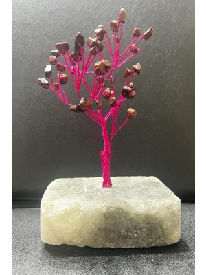 Feyza Design El Yapımı Obsidyen Doğal Taş Hayat Ağacı Biblo, Sertifikalı, Şık Dekorasyon