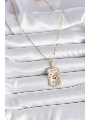 316L Çelik Gold Renk Zincir Başak Burcu Zirkon Taşlı Kadın Kolye