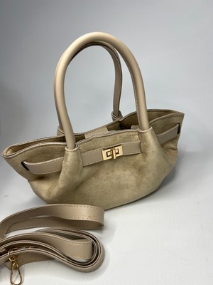 Özbu Kemer Detaylı Mini Süet Nubuk Model  Çanta