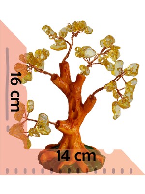 Feyza Design El Yapımı Doğal Sitrin Taşlı Hayat Ağacı Dekoru, Şifa ve Bereketli Tasarım