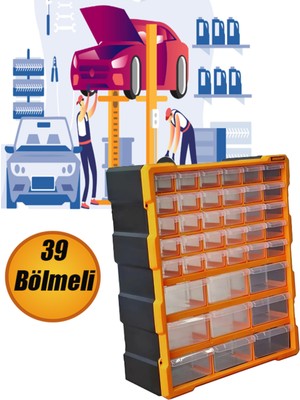 Çekmeceli 39 Bölmeli Plastik Organizer Vida, Civata ve Takım Kutusu