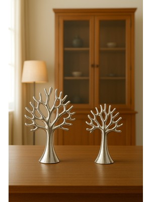 Feyza Design Elde Takı Seti, Şık Gümüş Hayat Ağacı, Çiftli Dekoratif Tasarım