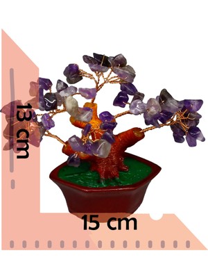 Feyza Design Ametist Doğal Taşlı Bonsai Hayat Ağacı, Şifa ve Dekoratif Enerji Kaynağı