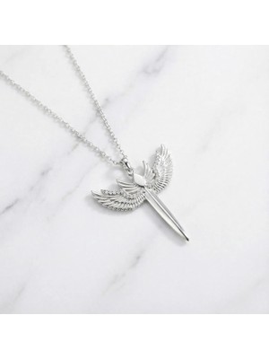 Arvenia Silver Melek Kanatlı Kılıç Zirkon Taşlı Gümüş Kolye