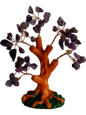 Feyza Design Doğal Ametist Taşlı Hayat Ağacı Dekoratif Obje 16X14 cm