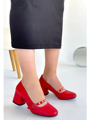 Tino Kırmızı Cilt Topuklu Ayakkabı