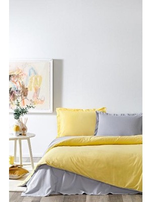 Özdilek Çift Kişilik Ranforce Nevresim Takımı Colormix Sarı Gri