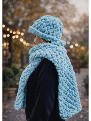 Mazsay El Örgüsü Atkı Bere Takımı Kıvırcık