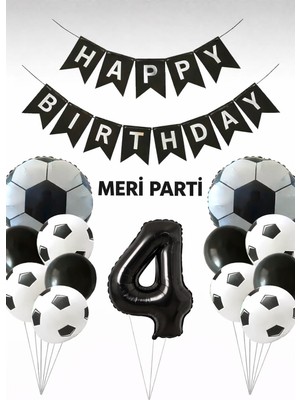 Meri Parti Futbol Temalı Siyah Beyaz Balon Seti Futbol Konsept Doğum Günü Parti Süsü (1–9 Yaş Seçenekli)