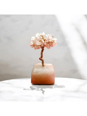 Feyza Design Enerji Dolu Pembe Kuvars Hayat Ağacı Dekorasyonu, Şıklık ve Pozitiflik