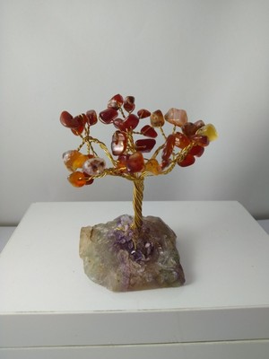 Feyza Design Doğal Akik Taşı Hayat Ağacı Biblo, Şık ve Enerji Dolu Dekorasyon Parçası