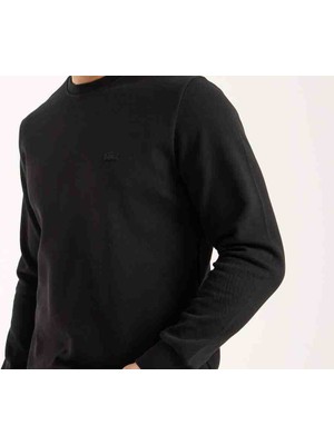 Lacoste Basic Bisiklet Yaka Siyah Regular Fit Sweatshirt