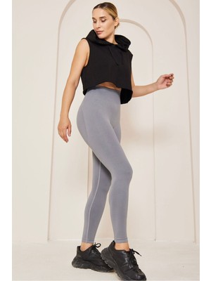 Comstar Yüksek Bel Kalça Şekillendirici Esnek Toparlayıcı Büzgülü Push-Up Dikişsiz Tayt