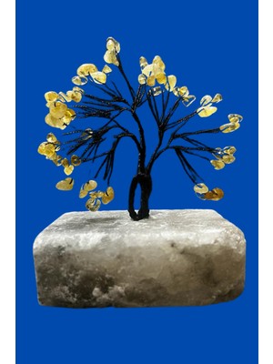 Feyza Design Doğal Sitrin Taşlı Hayat Ağacı El Yapımı Biblo, Sertifikalı ve Özgün Tasarım