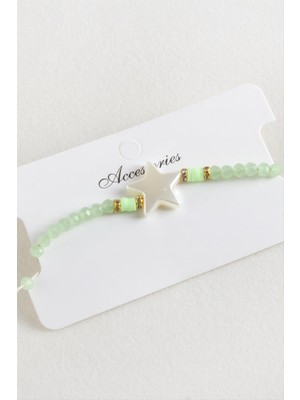 Yıldız Inci Kristal Makrome Ip Bileklik