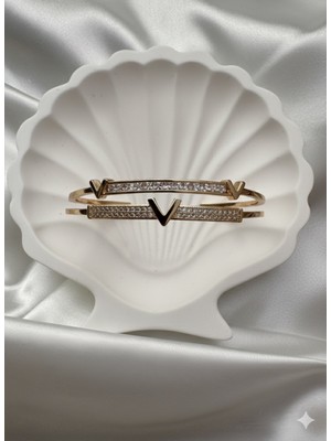 Çelik Bileklik Zirkon Taşlı Xupıng Çelik Kelepçe