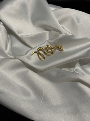 Tüko Store Çelik Gold Yılan Desen Broş