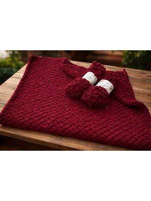 Mazsay El Örgüsü Atkı Bere Takımı Kıvırcık