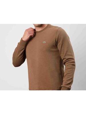 Lacoste Bisiklet Yaka Regular Fit Kahverengi Uzun Kol