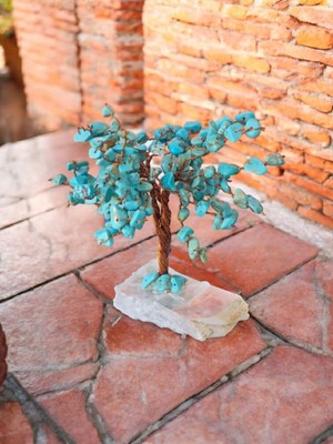 Feyza Design Turkuaz Taşlı Hayat Ağacı Sembolü Takı ve Dekorasyon Parçası