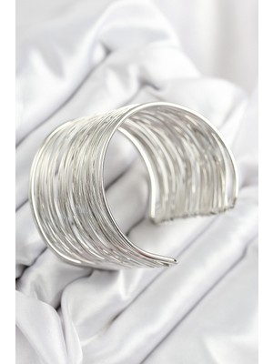 Pirinç Tel Sarma Model Gümüş Renk Kadın Bileklilk
