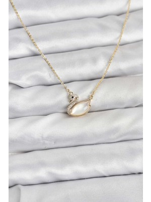 Pirinç Gold Renk Kuğu Model Kadın Kolye