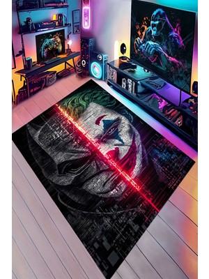 Reyhani Batman Joker Desenli Kaymaz Taban Makinede Yıkanabilir Gaming Oyuncu Gamer Genç Odası Halısı