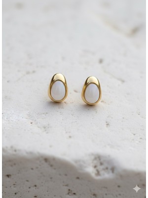 Çelik Takı Beyaz Mınelı Gold Çelık Kolye