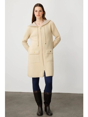 Centilmen Desen Triko Kapüşonlu Cebi Metal Düğmeli Afrodit Triko Hırka 25011