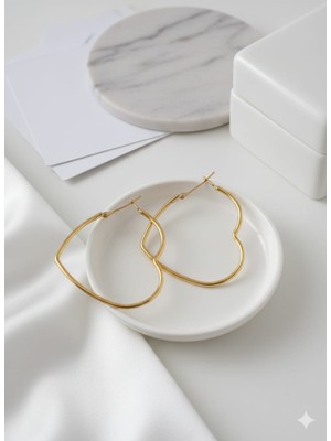 Çelik Takı Kadın Kalpli Kararmaz Paslanmaz Çelik Halka Küpe Günlük Kullanım