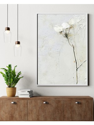 Fuart.Co Minimal Beyaz Çiçek Dijital Baskı Poster (Çerçevesiz) BOFU