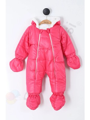 Bebek Vadisi Yeni Eldivenli Kapüşonlu Patikli Içi Peluş  Çocuk Kar Kışlık Kız Bebek Astronot Tulum Kozmonot Mont