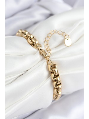 316L Çelik Halat Zincir Model Gold Renk Kadın Bileklik