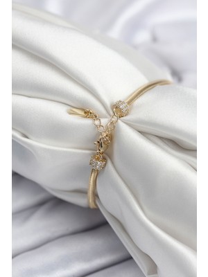 Pirinç Vıp Seri Gold Renk Kutup Yıldızı Model Kadın Bileklik