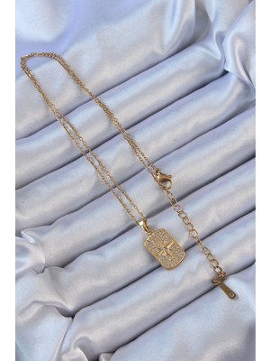 316L Çelik Zincir Altın Renk Zirkon Taşlı Kutup Yıldızlı Vintage Kolye