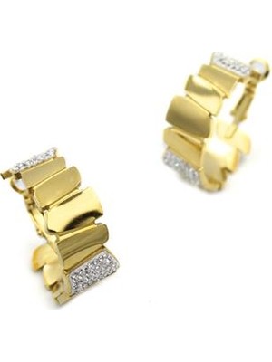 ModaSize Taşlı Halka Küpe - Altın