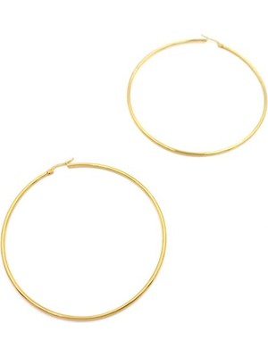 ModaSize Çelik Halka Küpe -7 cm - Altın