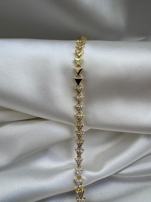 Zirkon Taşlı Üçgen Sıralı Xupıng Çelik Bileklik