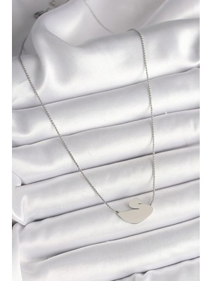 316L Çelik Gümüş Renk Zincir Kuğu Model Kadın Kolye