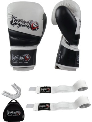 Dragondo Attack 6 Boks Eldiveni Seti Muay Thai Kick Boks Eldiveni Bandaj ve Dişlik 3’lü Set