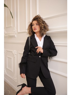 Comstar Kadın Manşet Püsküllü Ceket Pantolon Takım