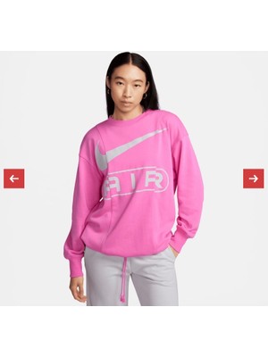 Nike Air Over-Oversized Crew-Neck French Terry ''adjustable Waist Cord'' Pembe Kadın Sweatshirt FN1897-675