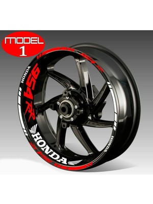 AK-SA-STR Yeni Özel  Motosiklet Jant Şeridi 954RR Honda Uyumlu Beyaz-Kırmızı Sağ-Sol/ön-Arka