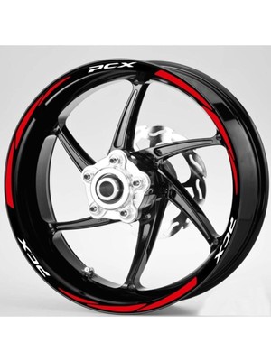 AK-SA-STR Yeni Özel  Motosiklet Jant Şeridi Pcx Beyaz Yazı Kırmızı Sağ-Sol/ön-Arka